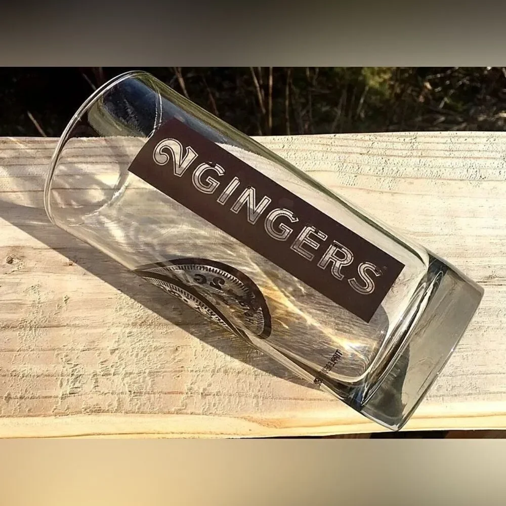 2 Gingers Irish Whiskey Highball Glass 6 1/4 In Tall 3 In Round Clear Brown 16